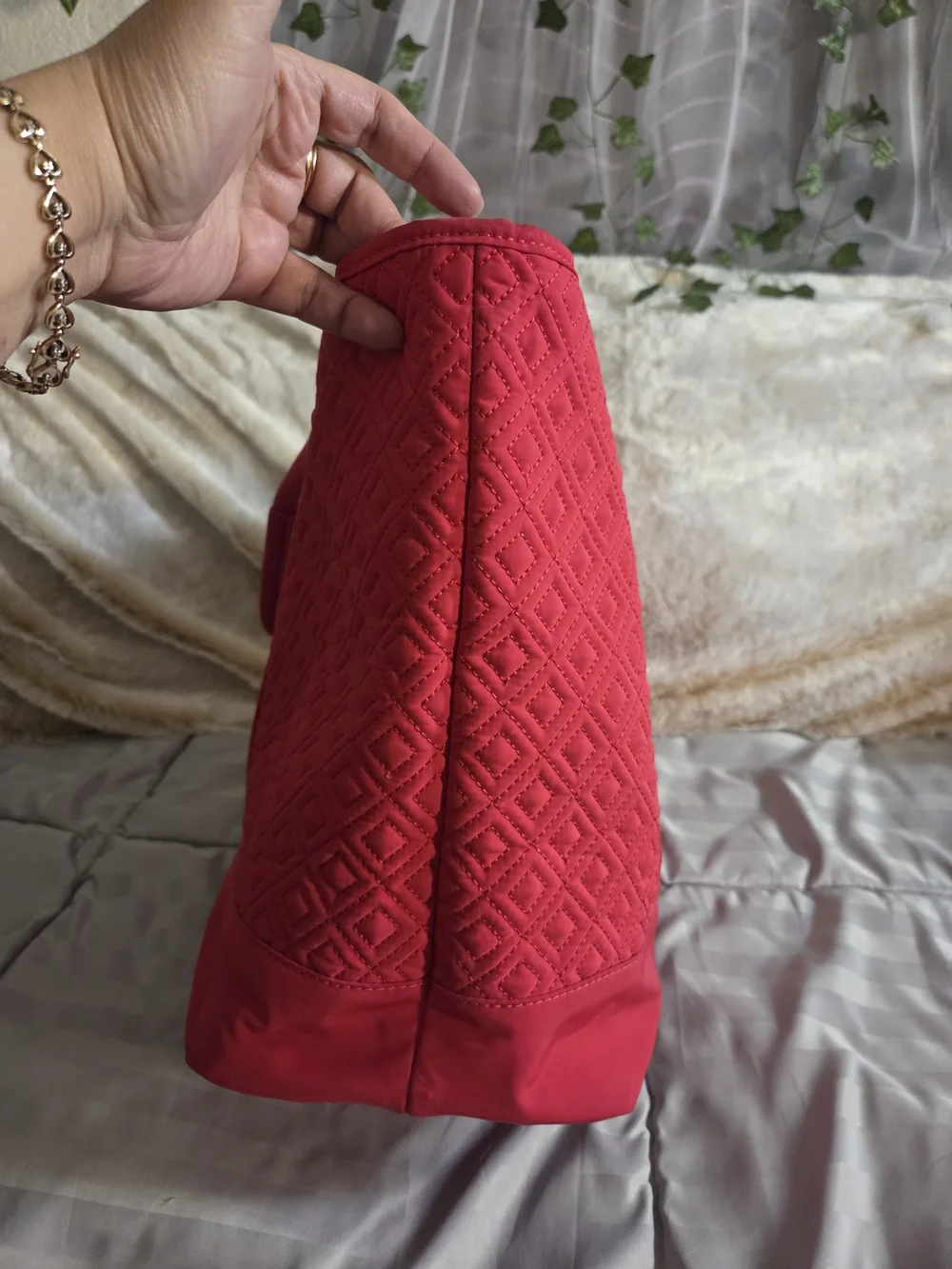 Tory Burch Quilted Logo Tote in Hot Pink/Cerise